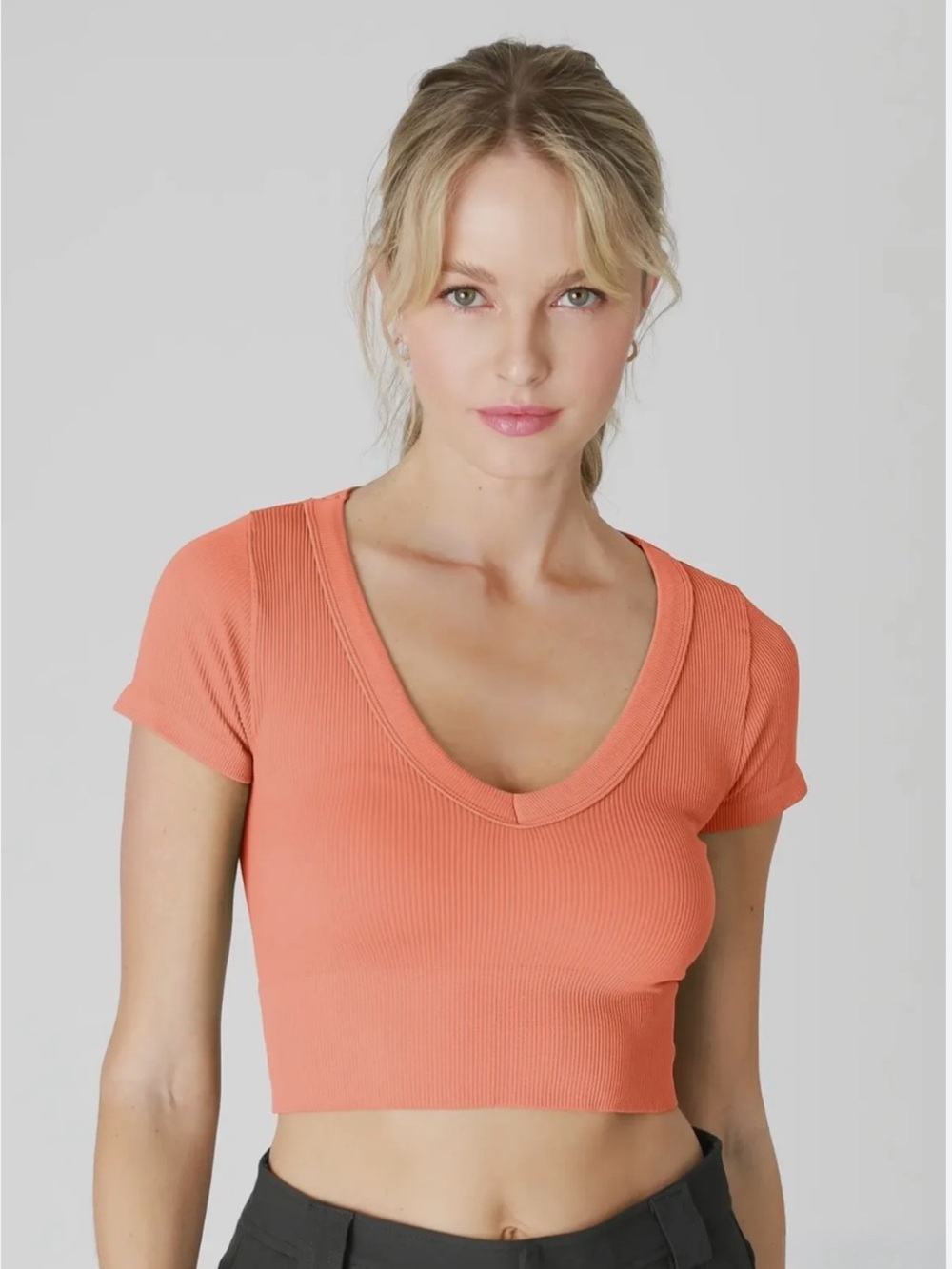 Garage Orange Ribbed Crop Top